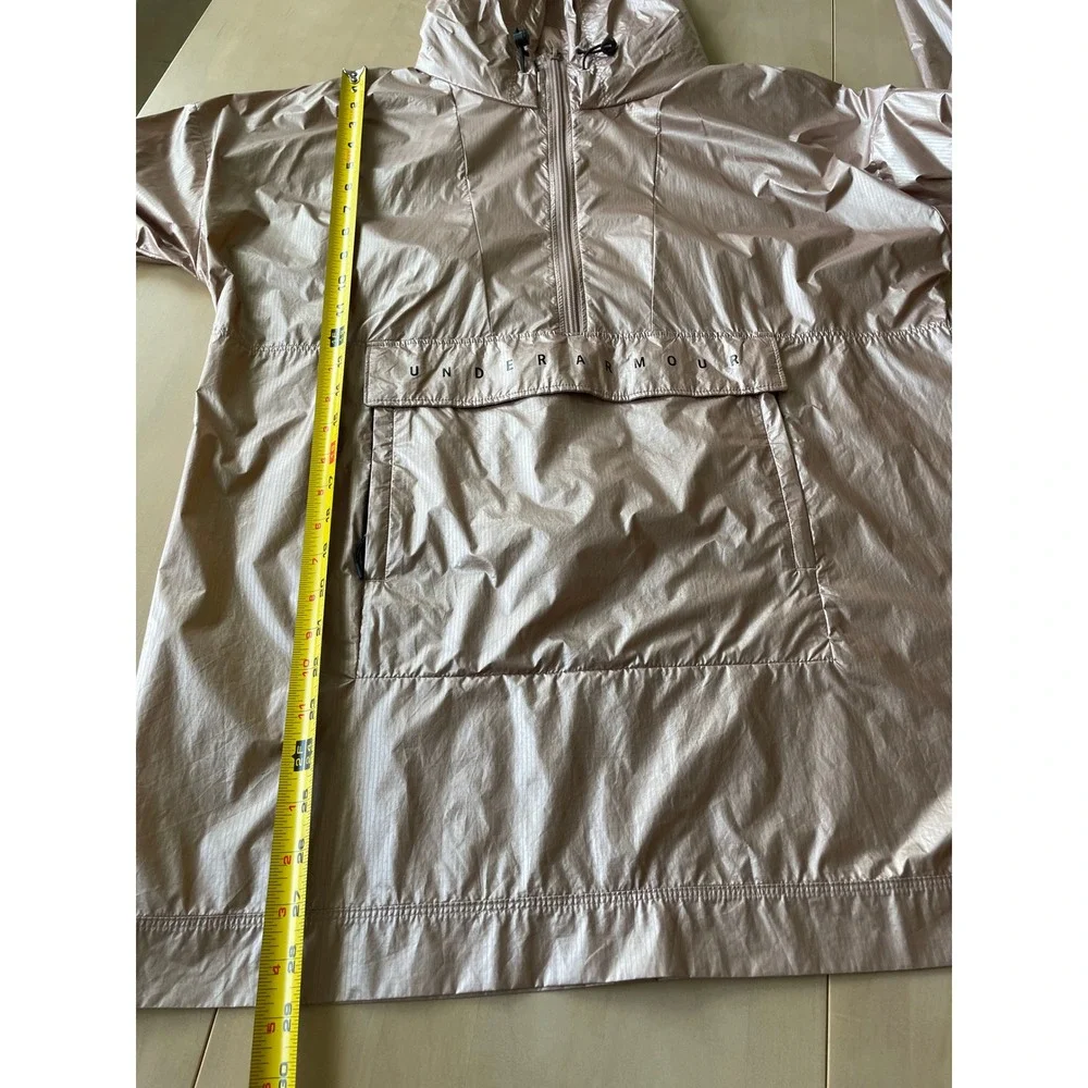 Under Armour Women's Unstoppable‎ Woven 1/2 Zip Pink Metallic Anorak Rain Jacket